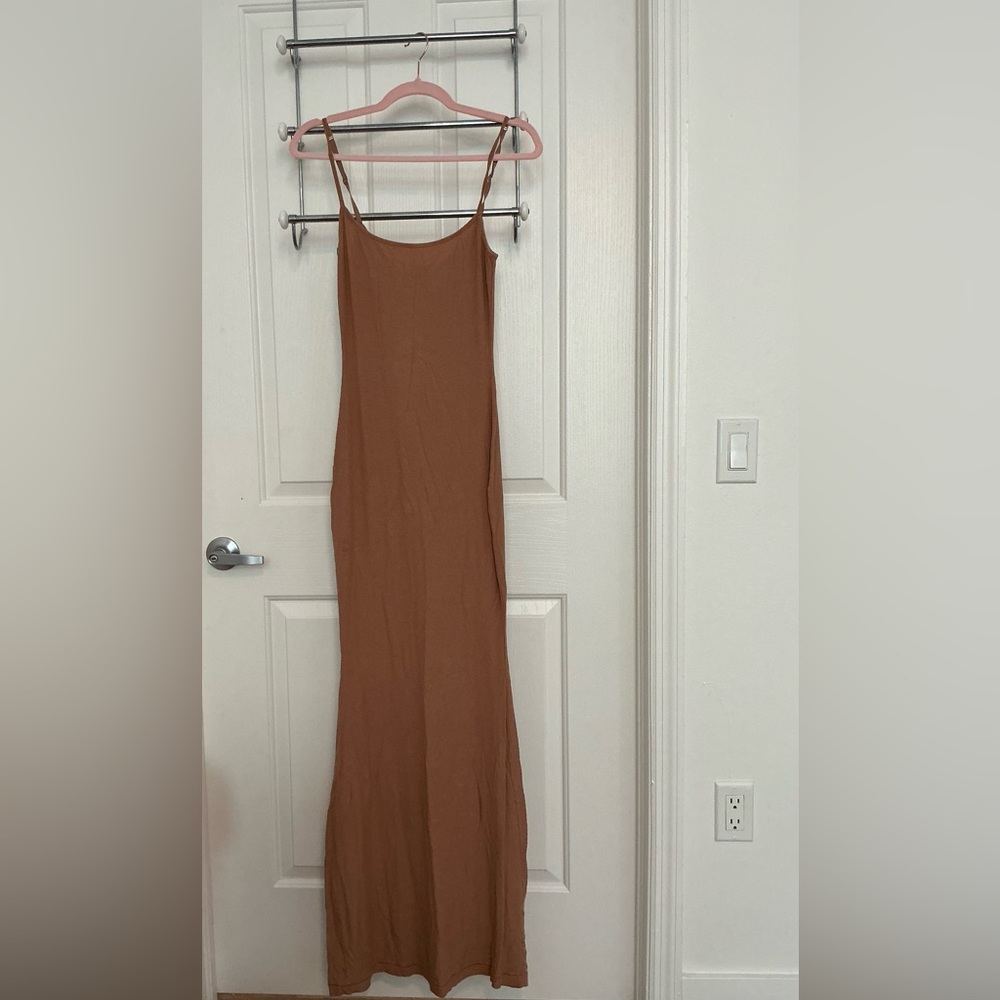 Elegant Tan Maxi Dress
